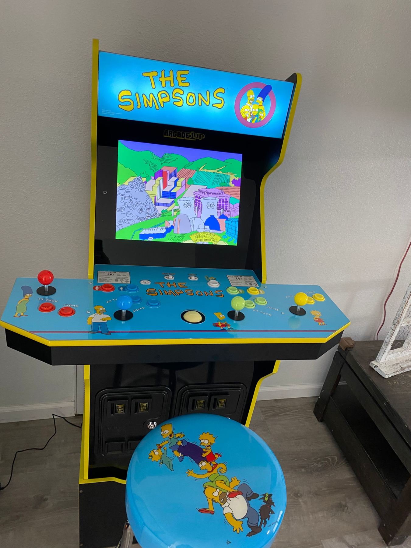 The Simpsons arcade cabinet in the Camellia A living room
